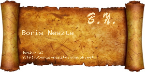 Boris Neszta névjegykártya
